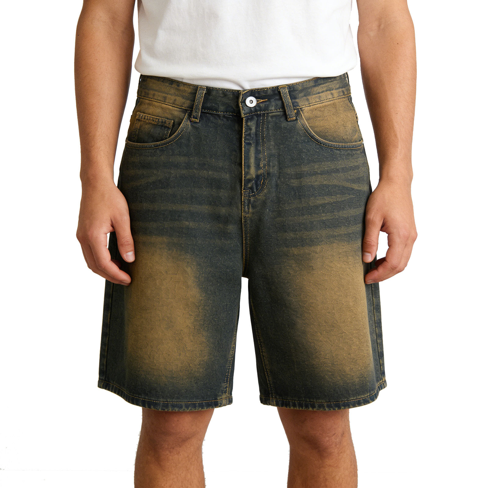 LMOIPLI Mens Baggy Jean Shorts Loose Fit Vintage Wide Leg Jorts Y2K ...
