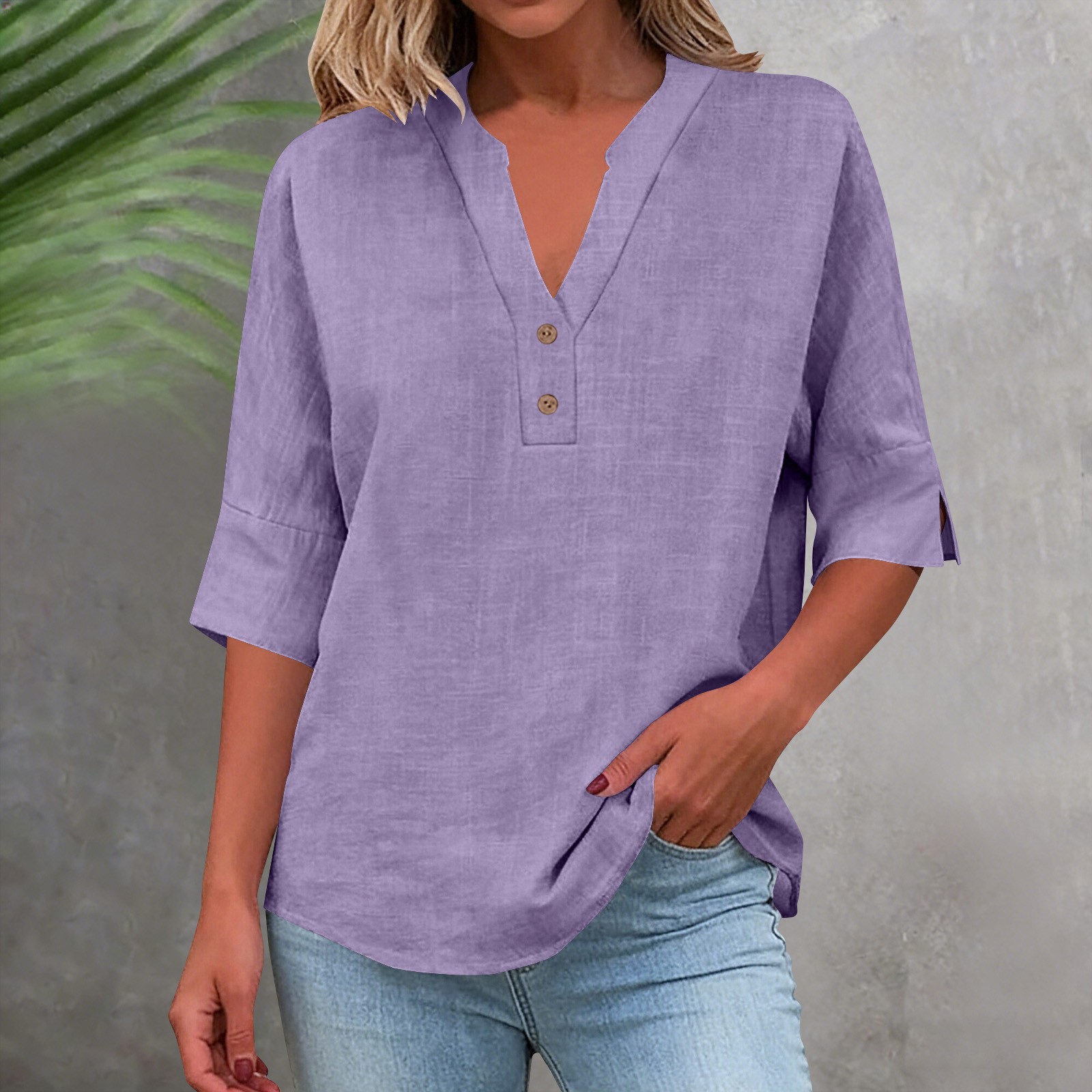 XPMWRP Womens Cotton Linen Tops Spring Fashion 2026 Short Sleeve V Neck ...